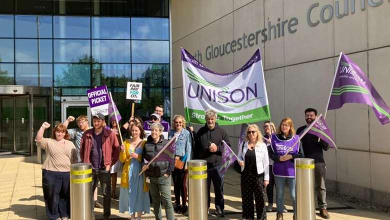 Social workers took to the picket line in South Gloucestershire earlier this month. Picture: Unison